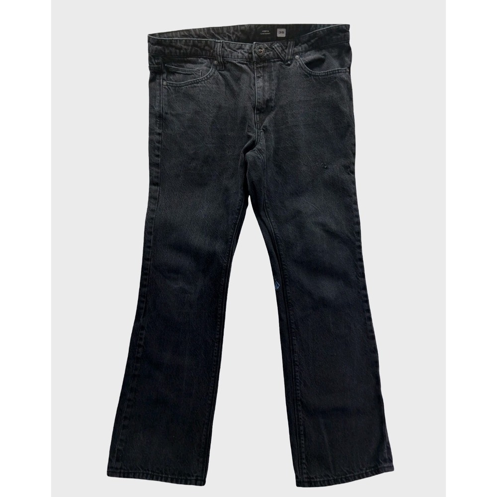 Volcom Vorta Slim Straight Jeans Mens 36x30 Gray Charcoal Wash Denim Pants